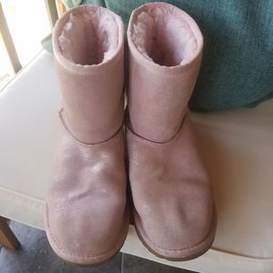 UGG classic short pink shimmer metallic sheepskin fur leather boots